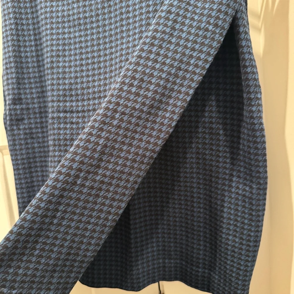 J JILL Black Blue Houndstooth Ponte Stretch Waist Skirt Womens Size XS Petite